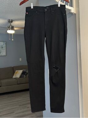 Hudson Natalie Women's Skinny Black Distressed Knee Jeans Size 28